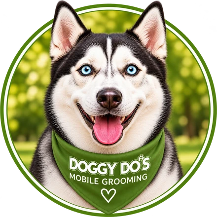 Doggy Do's hero circle - husky in branded bandana